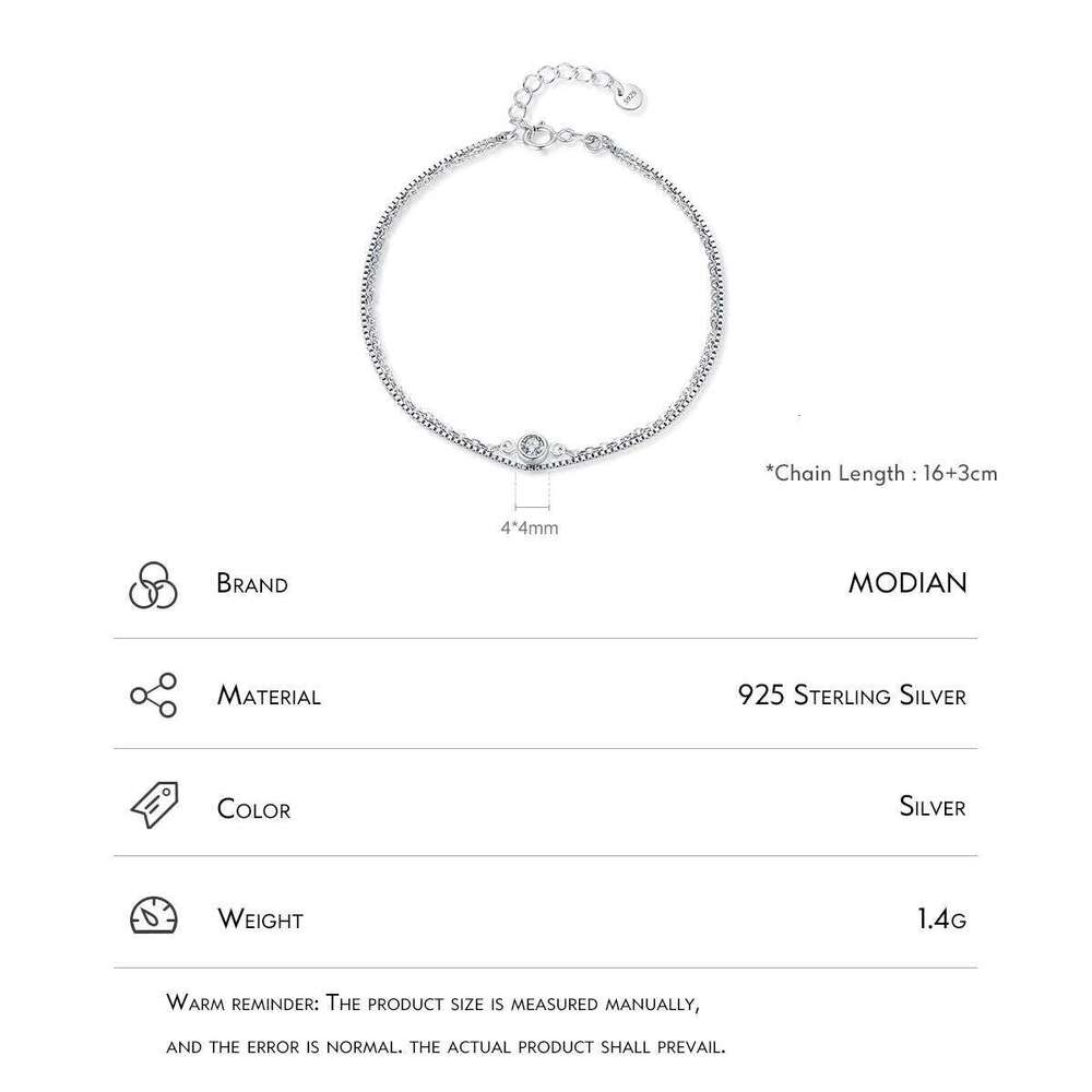 MODIAN Minimalist Stackable Bracelet Real 925 Sterling Silver Double Layer Link Chian Bracelets For Women Party Fine Jewelry Z260225