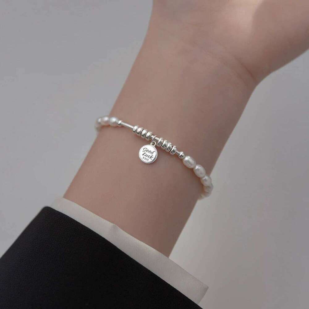 MODIAN 925 Sterling Silver Lukcy Circle Baroque Pearl Adjustable Chain Link Platinum Plated for Women Christmas Gifts Jewelry Z260225