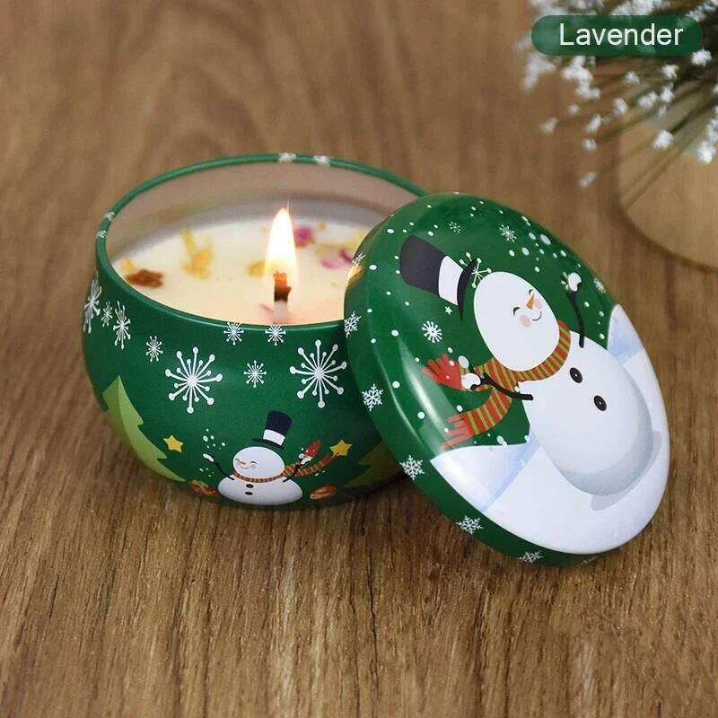 Candles Santa Claus Snowman Elk Tin Cans Candle Merry Christmas Decorations for Home Navidad Noel Xmas New Year Gifts W260226