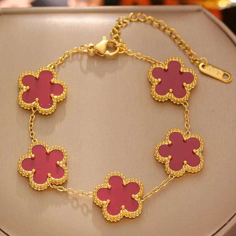 Trendy Lucky Clover Flower Stainless Steel Bracelets For Women Girl Romantic Plant Metal Jewelry Party Birthday Daily Bangles Z260225