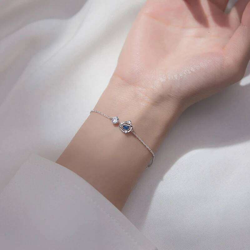 Modian Hot Sale 925 Sterling Silver Blue Crystal Planet Chain & Link Bracelets For Women Fashion Wedding Korea Style Jewelry Z260225