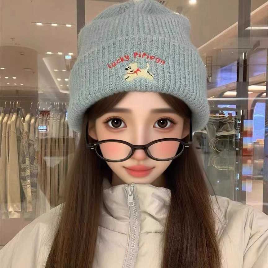 Womens Hat for Autumn and Winter Large Head Circumference Big Face Face Slimming Windproof Cold-Proof New Thickened Warm Ear Protection Knitted Hat S2