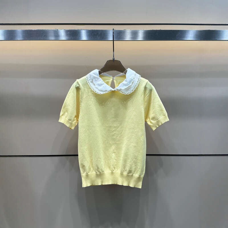 2026 Spring/Summer New Designer Doll Collar Fake Two Piece Set Knitted Short Sleeve Fashion Versatile Women's