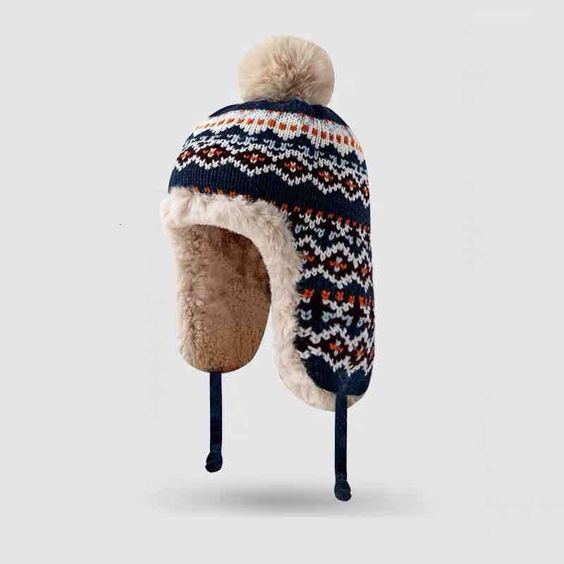 Winter Thickened Fleece-Lined Warm Lei Feng Hat for Women Knitted Jacquard Pattern Earflap Hat Northeast Cold-Proof Versatile Casual Hat S260225IERY