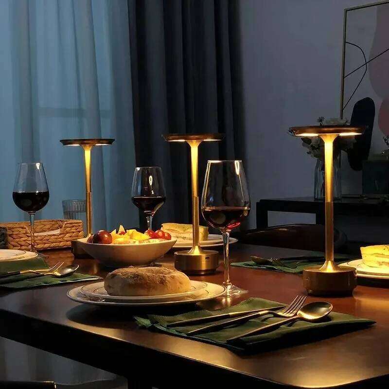 Wierless Simple LED Desk restaurant Bar Table Dimming Atmosphere Retro Portable Charging Touch USB Read Lamp H260225