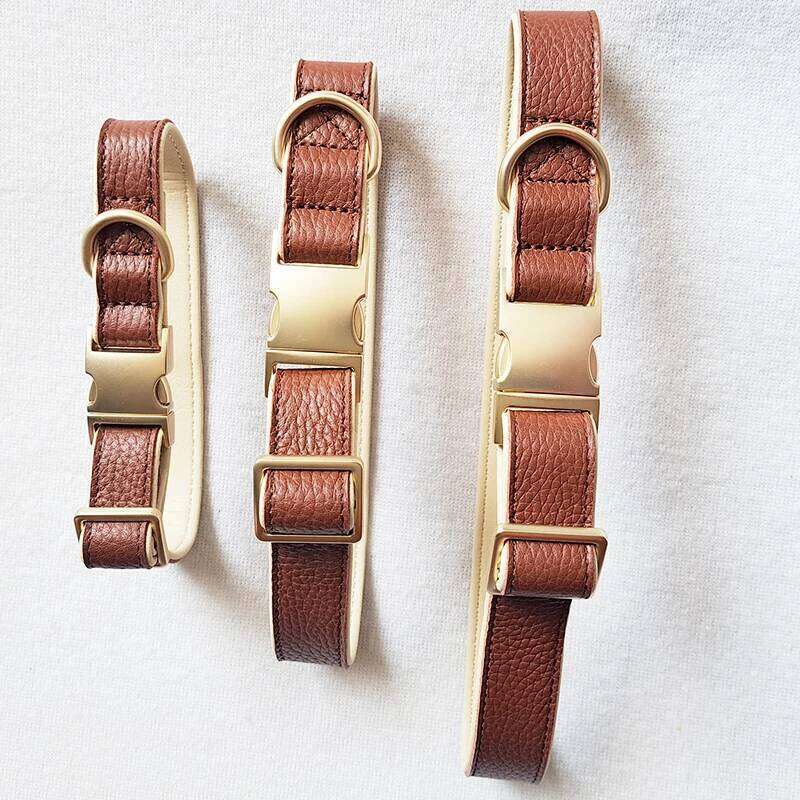 Luxury Rea for Small Dog Breeds with The Finest Genuine Leather Collar That is Stylish Soft DOG COLLAR BROWN