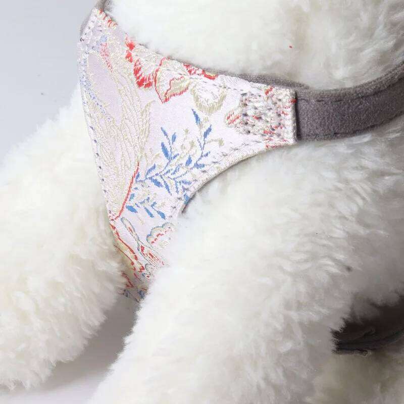 New Embroidered Satin Dog Harness Set Adjustable Small Medium Dogs Vest Leash Puppy Kitten Pet Supplies Accessories
