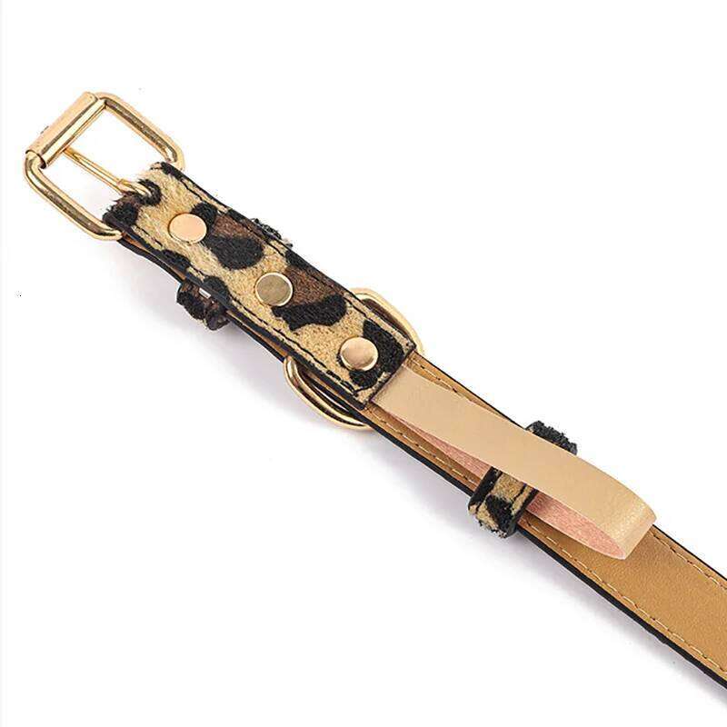 Fashionable Leopard Print PU Soft Adjustable Collar Durable Dog Collars for Small Medium Dogs Outdoor Pet Supplie