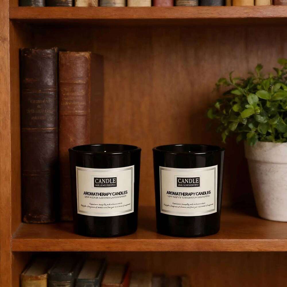 1pc Matte Black Glass Cup - Smokeless Scented Aromatic, Trendy Home Office Decor Cozy Essential Candle W260226