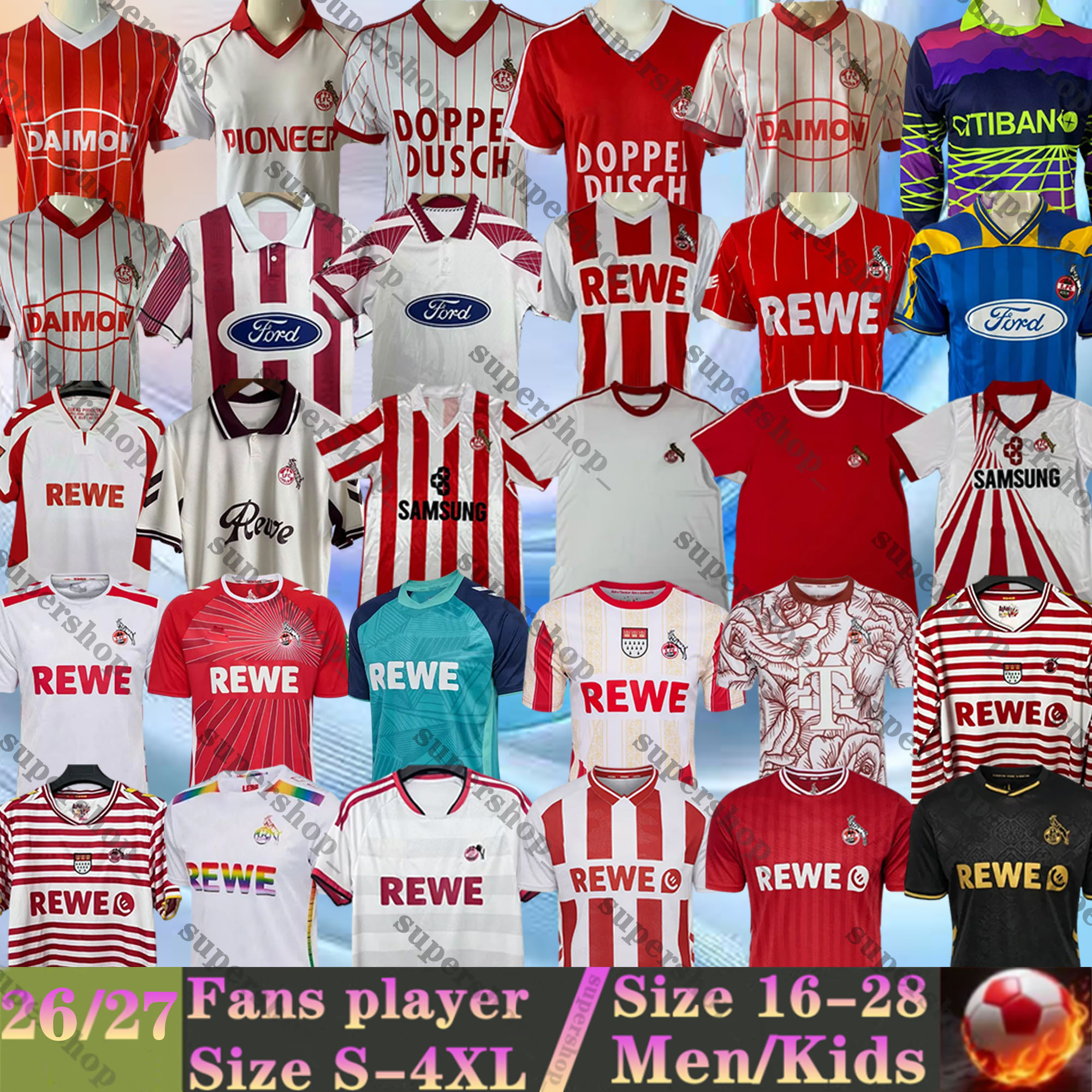 24 25 26 27 FC KOLN soccer jerseys Retro 76 77 80 81 82 84 86 88 95 97 98 17 18 S. El Mala MARTEL HUBERS WALDSCHMIDT KAINZ SELKE TLGGES 2026 2027 Koln football shirts men kids kit