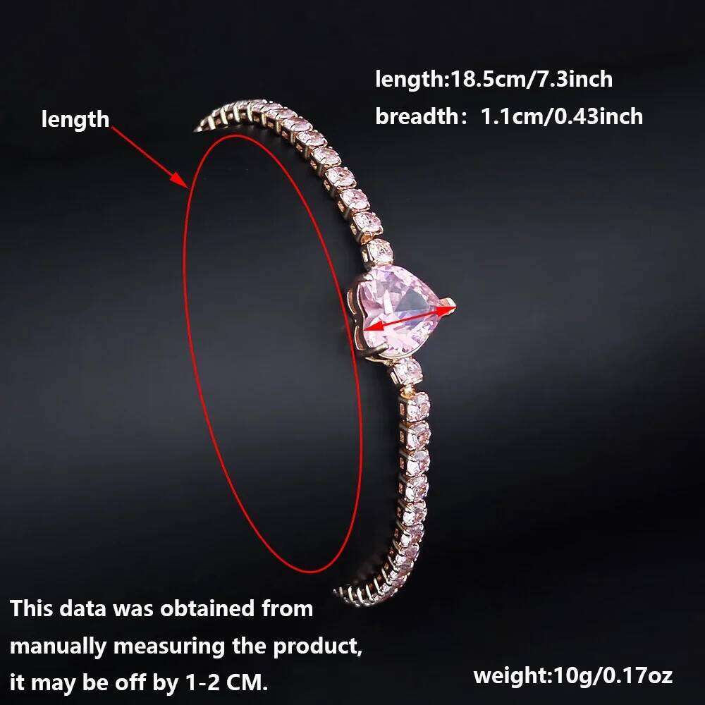 Exquisite and Elegant Pink Heart-shaped Sparkling Bracelet with High Aesthetic Value Holiday Gift for Anniversaries S8481 Z260225