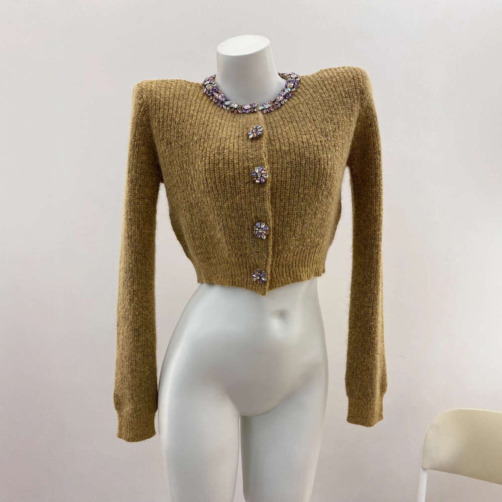 2026 autumn and winter new designer ivory white wool blend gold style exquisite commuting short women's cardigan