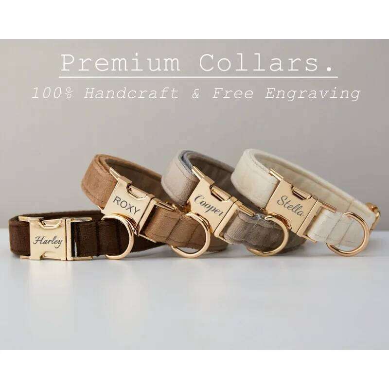 Personalized Velvet Dog Collar Super Soft ID Buckle Collars Engrave Name Pet Necklace Adjutable For Small Medium Large Dogs