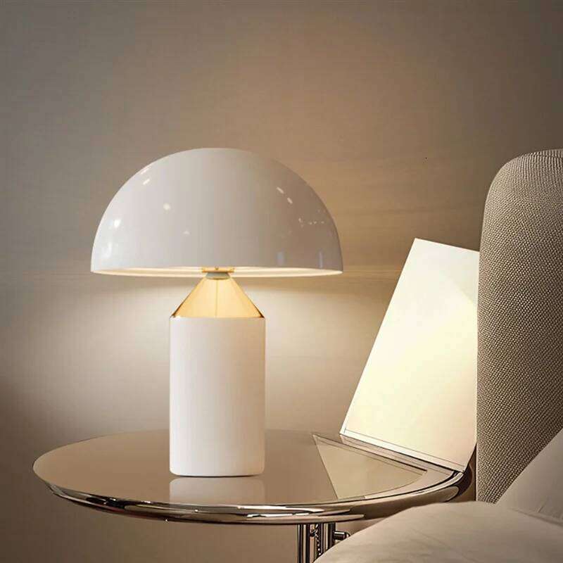 A44Z-Nordic Iron Mushroom Table Three Color Light Changing E27 Interface Desk Stand Bedside Lamp EU Plug H260225