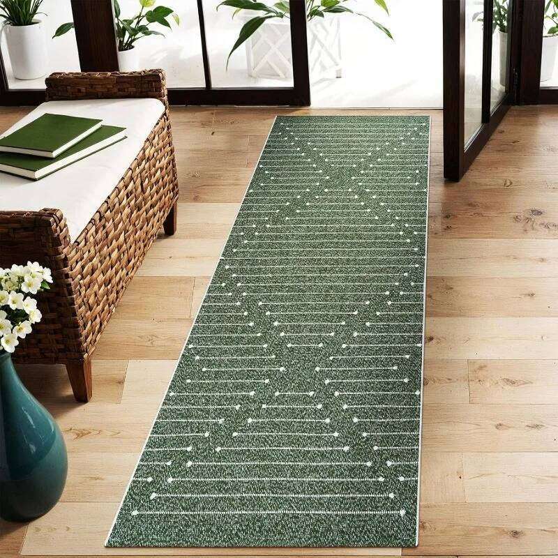 Geometric Line Print Runner Rug Minimalist Design Hallway Carpet Non-slip Home Decor Floor Mat for Living Room Entrance Bedroom W260226
