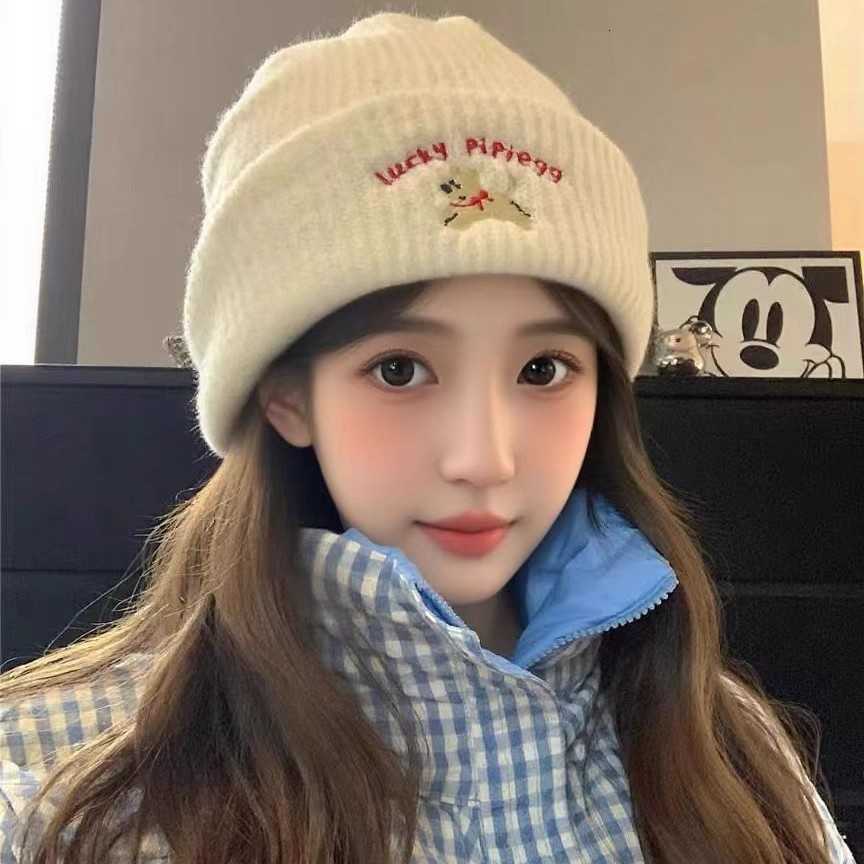 Womens Hat for Autumn and Winter Large Head Circumference Big Face Face Slimming Windproof Cold-Proof New Thickened Warm Ear Protection Knitted Hat S2