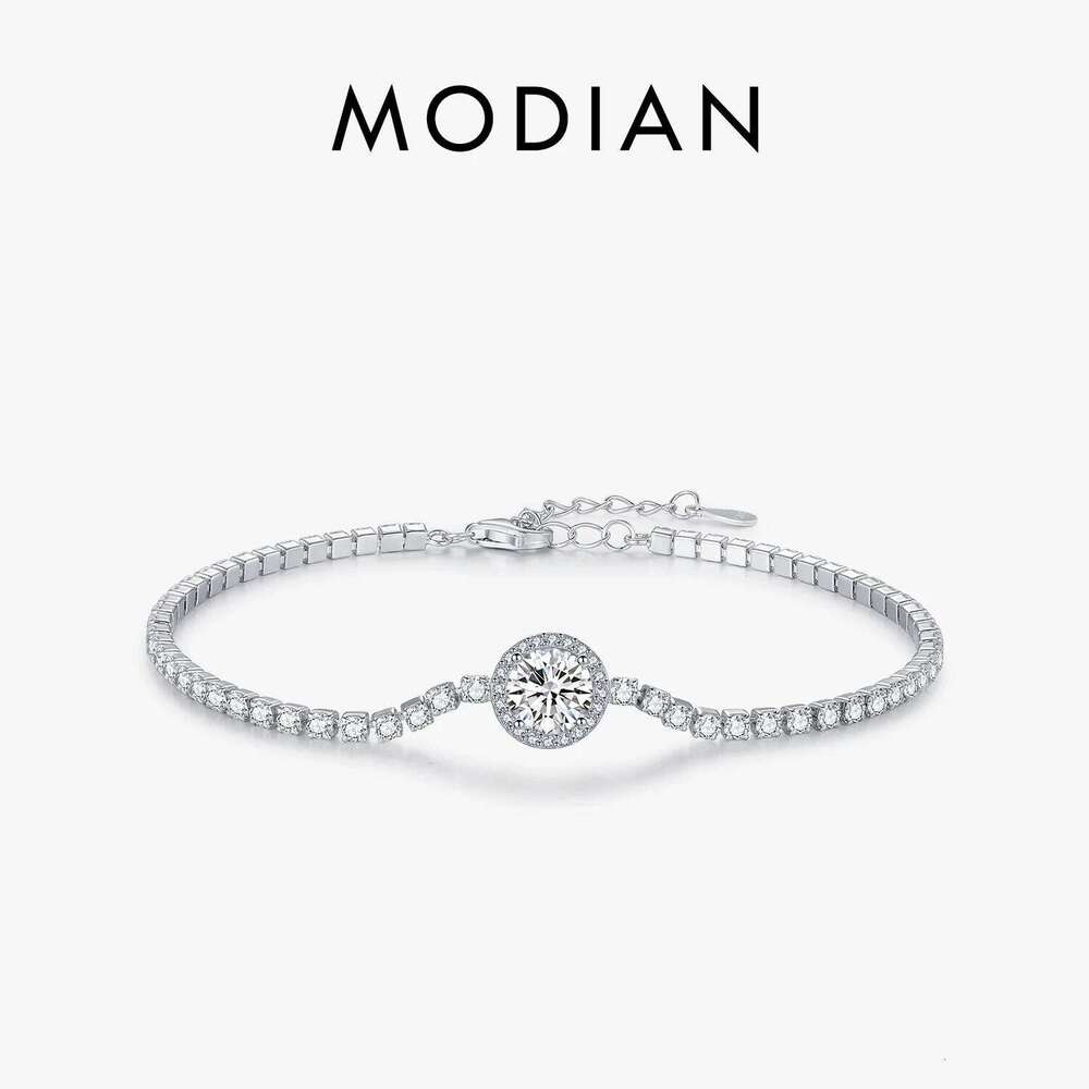 MODIAN 925 Sterling Silver Sparkling Halo Clear Cubic Zirconia Tennis Bracelets Luxury Wedding Engagement Fine Jewelry For Women Z260225