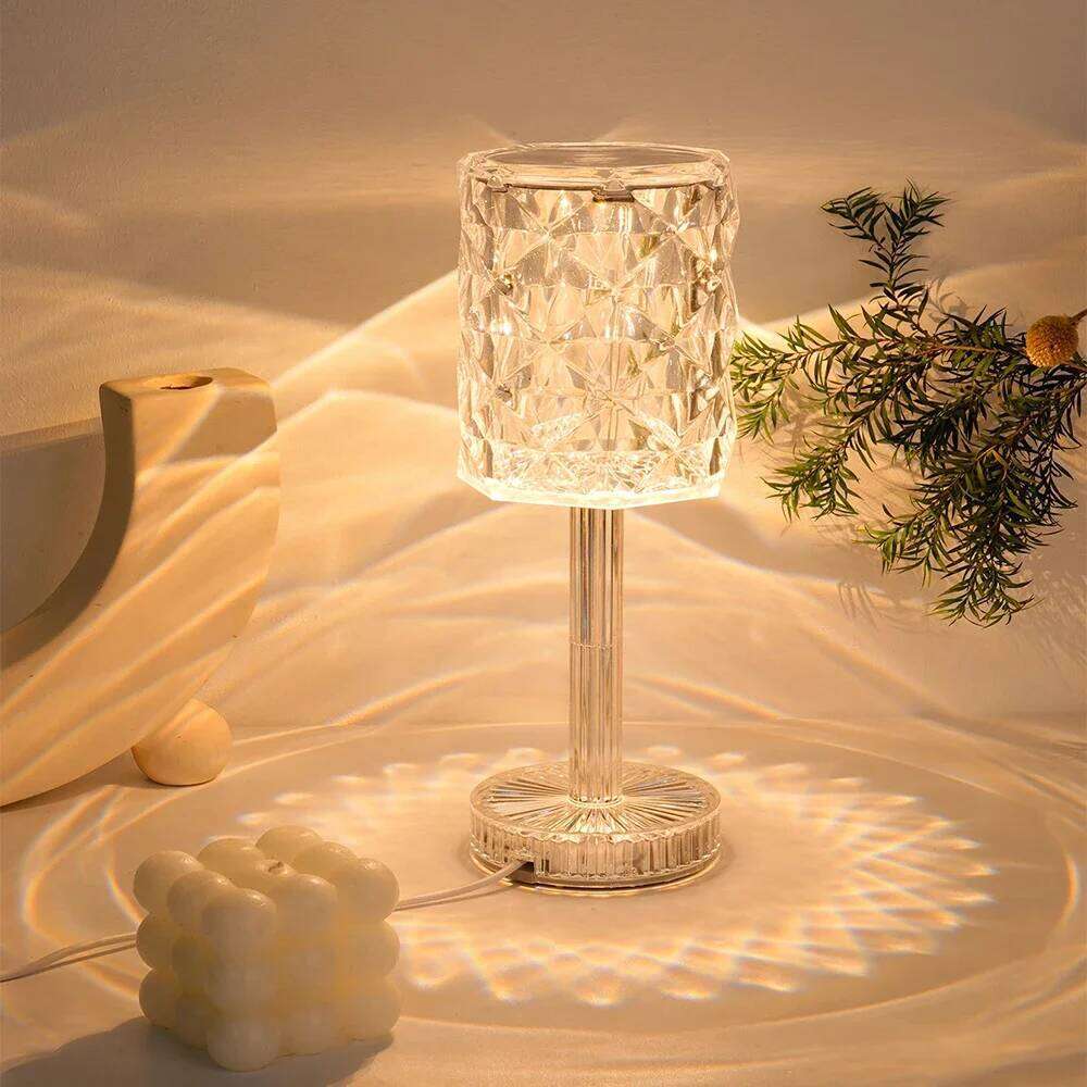 LED Rose Projector 3 Colors USB Plug Adjustable Romantic Diamond Atmosphere Bedroom Desktop Decoration Night Light H260225