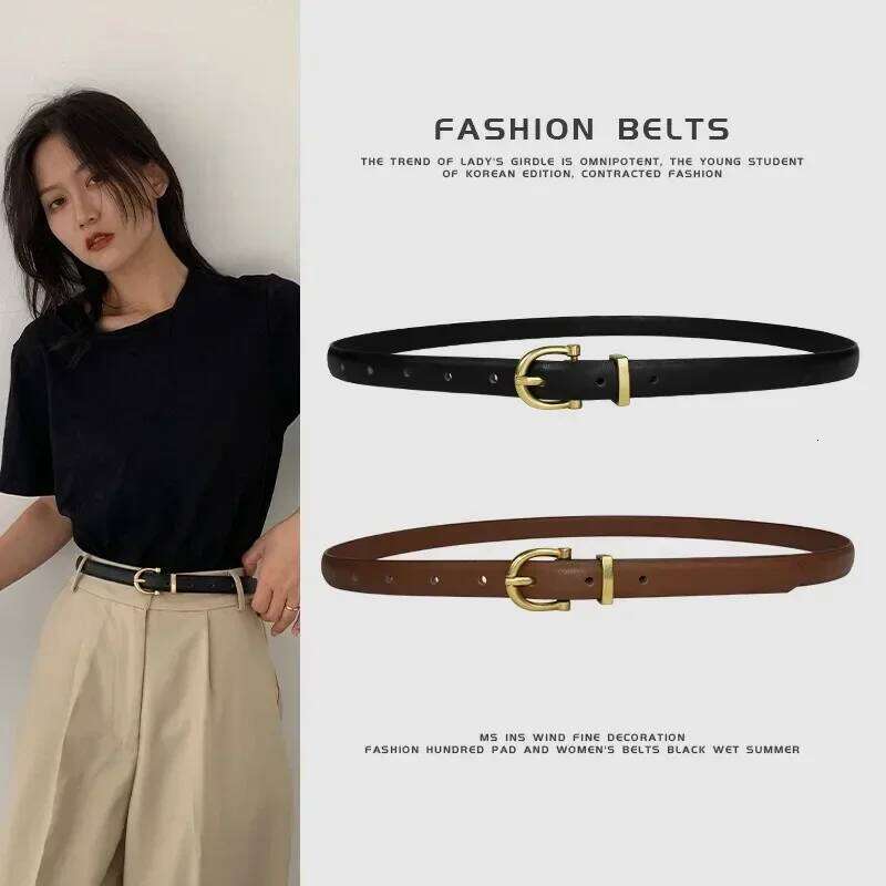 2024 Korean Fashion High Quality Simple Thin Belts Ladies Leather Alloy Pin Buckle Retro Jeans Belt Designer Girdle Women Y260225