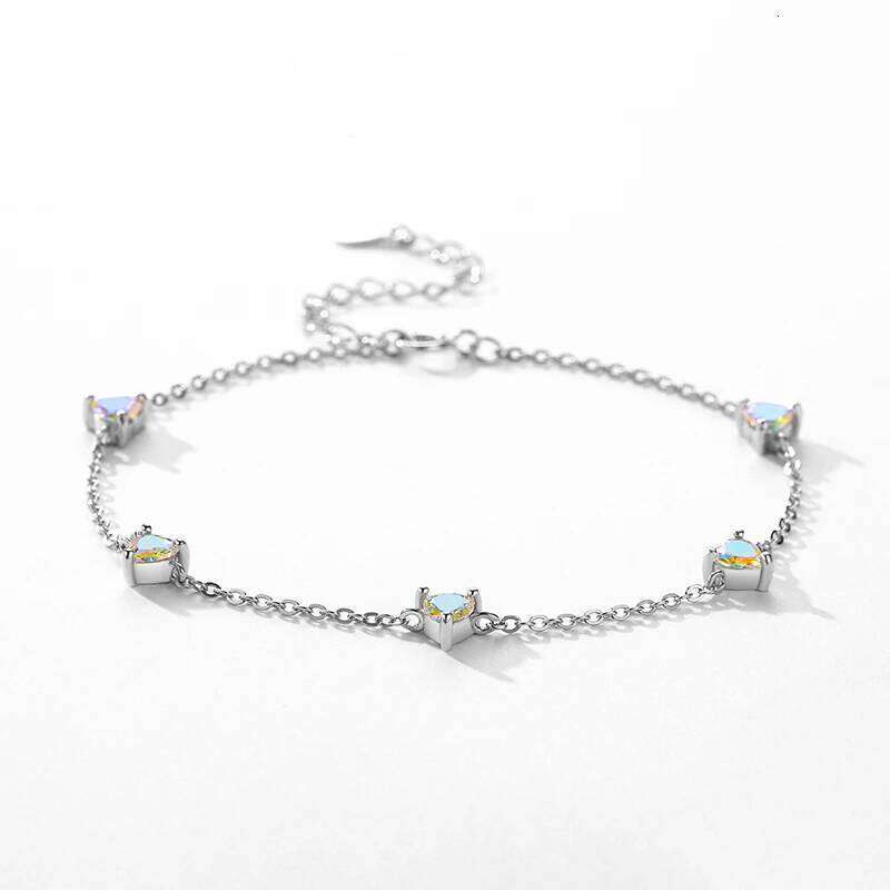 MODIAN Authentic Luxury Rainbow Fire Color Zirconia Charm Hearts Chain Link Bracelet For Women Birthday Crystal Jewelry Z260225