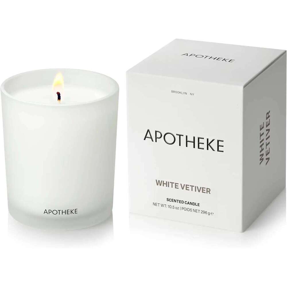 White Vetiver Scented Candle, 10.5 oz Soy Wax, Non-Toxic Luxury Home Decor Gift for Women & Men W260226