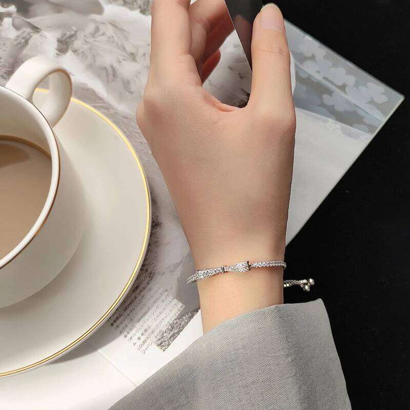 Modian Authentic 925 Sterling Silver Radiant Clear CZ Bowknot Slim Bracelet for Women Adjustable Box Chain Fashion Fine Jewelry Z260225
