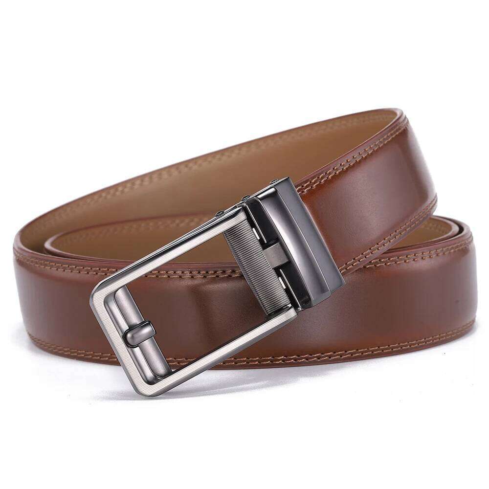 Men's Cowhide Automatic Buckle Genuine Leather Belt, Pure Leather, No Holes, Fashion Y260225