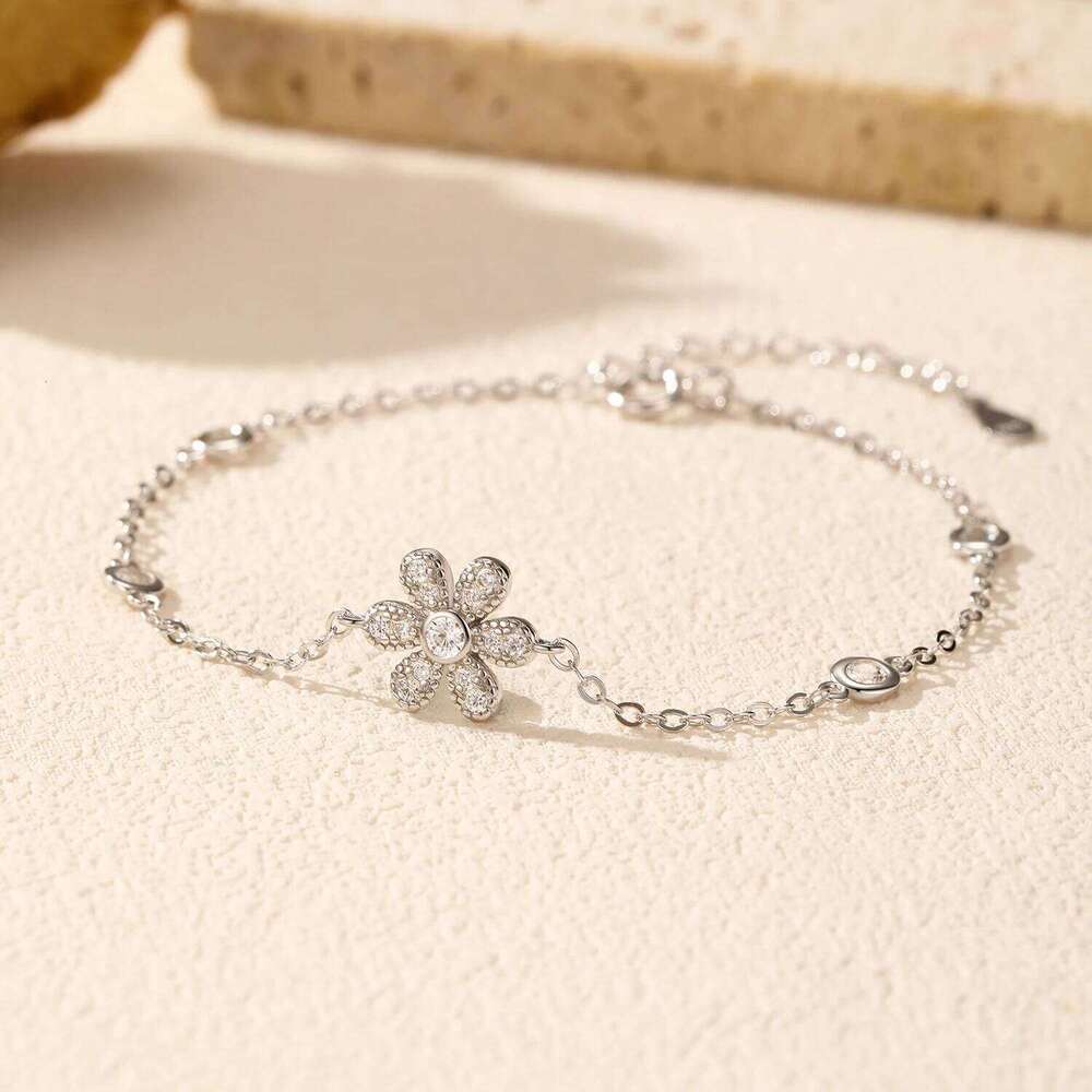 MODIAN 925 Sterling Silver Elegant Sparkling Flower Clear CZ Charms Simple Bracelet Fashion Link Chain For Women Fine Jewelry Z260225