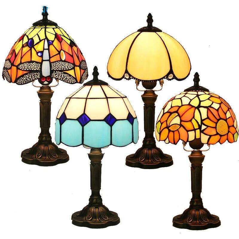American Stained Lamps Turkish Mosaic E27 Base Glass Lampsahde Bedroom Bedside Vintage Table Lamp 110v 220v H260225