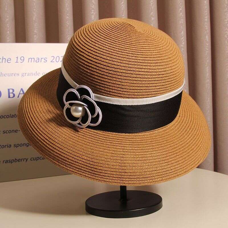 Metal buckle decorated straw hat Fashionable tassel decoration Suitable for wedding guests and garden parties