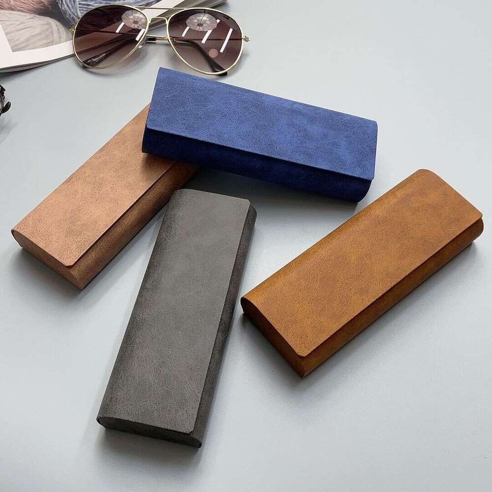 Portable Glasses Case Lightweight Anti Stress Design with Magnetic Closure and Sheepskin Texture for Retro Sunglasses Storage Travel Gift(Note the 1 c