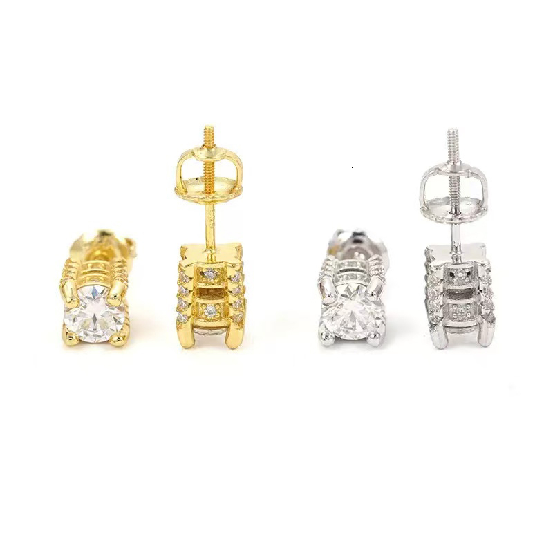 Fine Jewelry White Gold Plated Diamond Earrings Iced Out Silver 925 VVS Moissanite Women Men Hip Hop Fashion Earrings