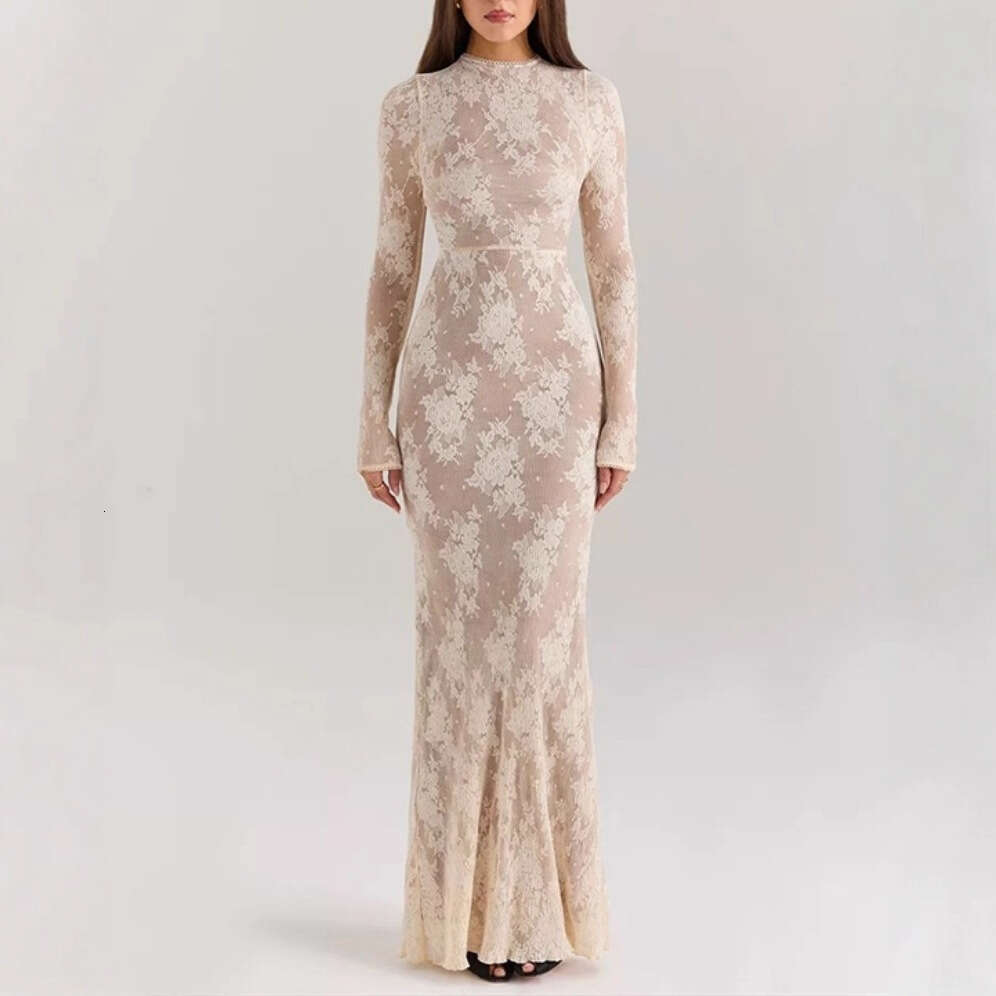 2026 autumn and winter European and American fashion brand elegant floral lace slim fish tail long skirt suitable for women