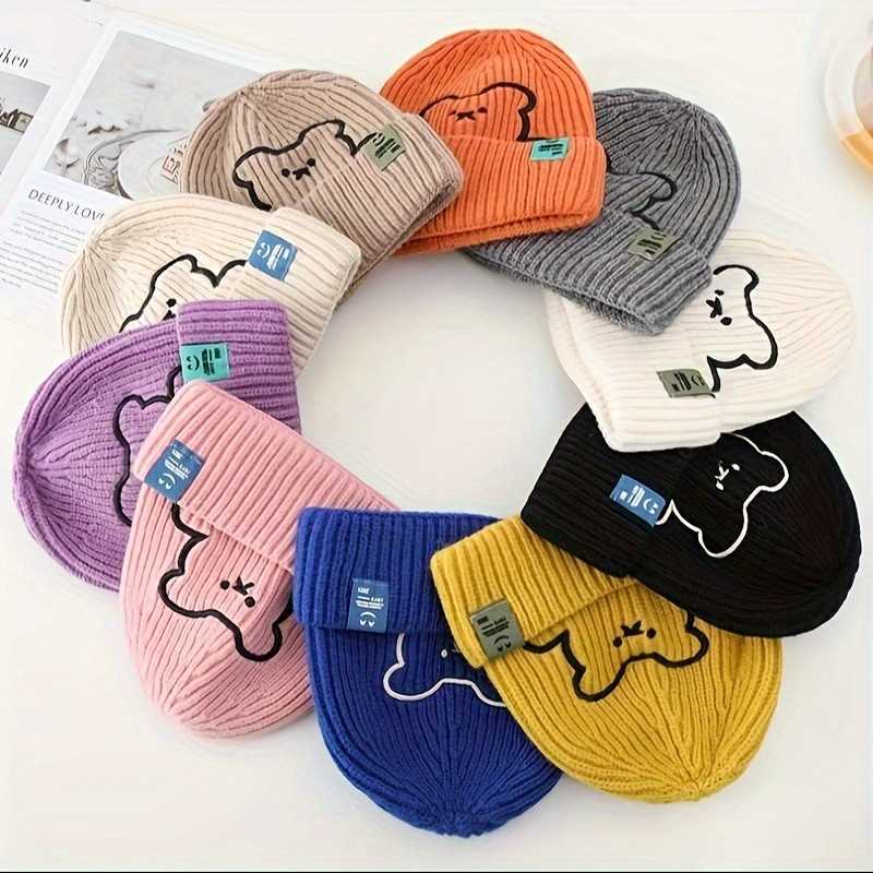 Hot Selling Autumn Winter New Embroidered Cute Knitted Hat for Women Face Slimming Warm Wool Hat Cold Hat Student Ear Protection Hat S260225