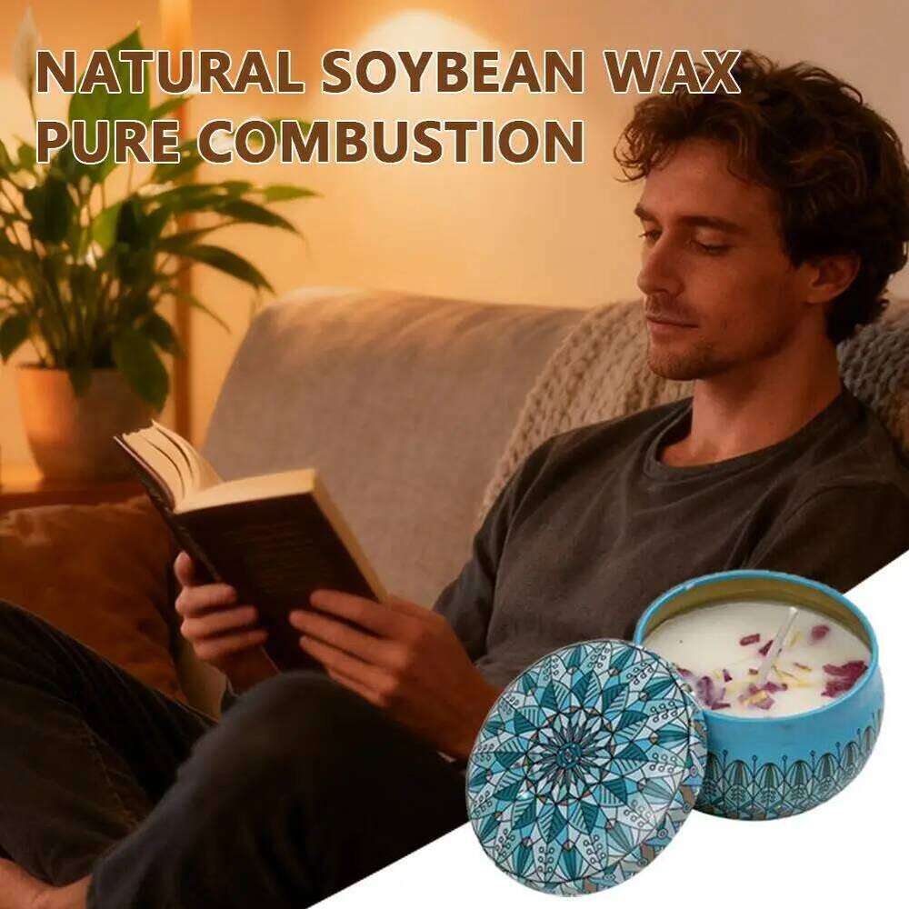 Natural Plant Wax Scented Candle Essential Oil Floral Aroma Home Bathroom Decorative Can Office Tin Gift Retro Camping L1M4 W260226