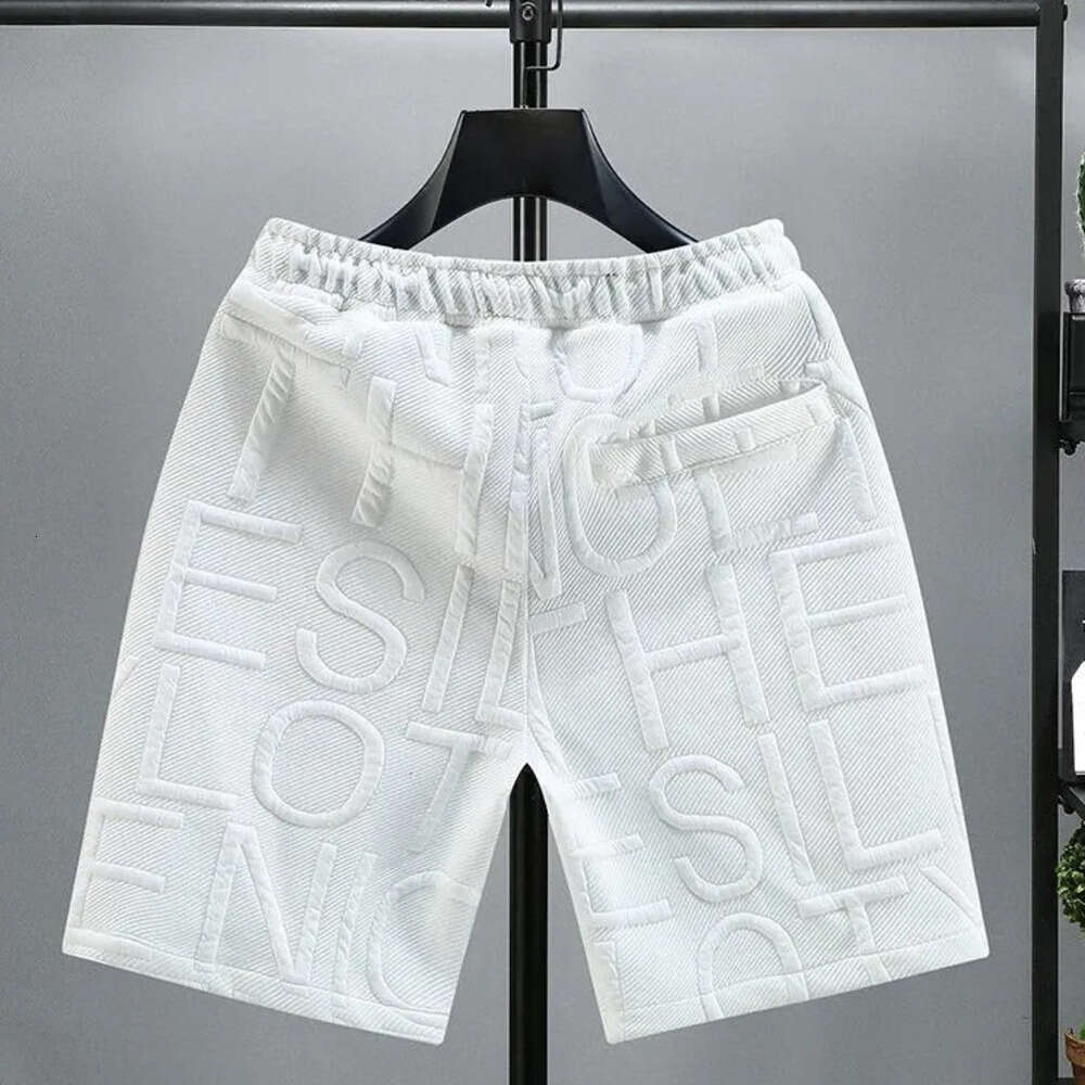 Men's Shorts Trendy Letter Embossed Casual Four Colors Available Letter Embossing Highlights Texture Checkered Patch Embellished