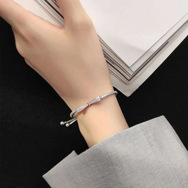 Modian Authentic 925 Sterling Silver Radiant Clear CZ Bowknot Slim Bracelet for Women Adjustable Box Chain Fashion Fine Jewelry Z260225