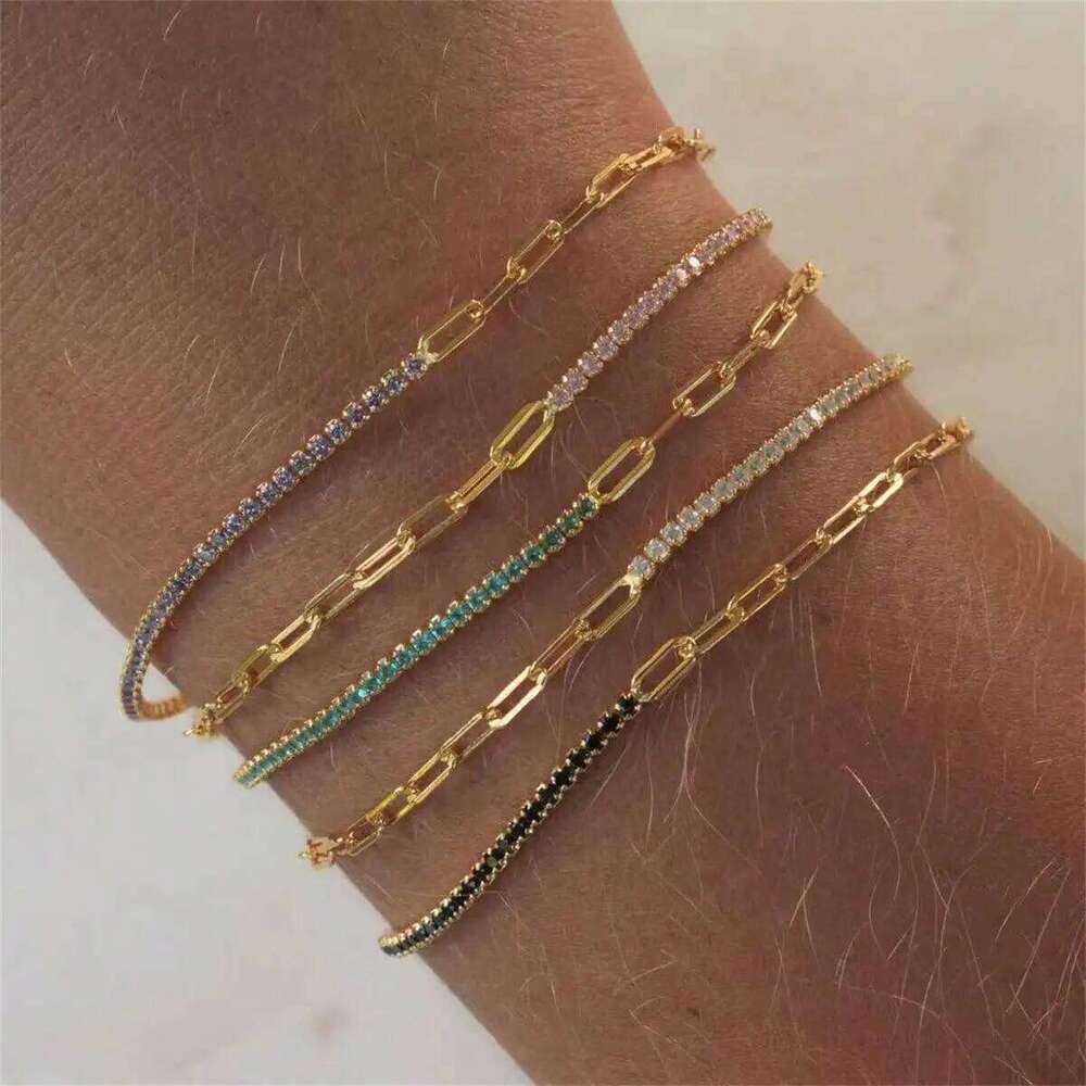 Vintage 18K Gold Plated Stainless Steel Colorful Rhinestone Bracelet for Women Fashion Party Jewelry Gift Z260225