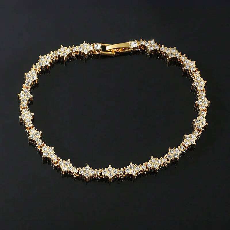 Round Stone Star Cubic Zirconia Bracelet Hip-Hop Jewelry Men Shiny Elegant Fashion Accessory Classic Gift For Birthday Z260225