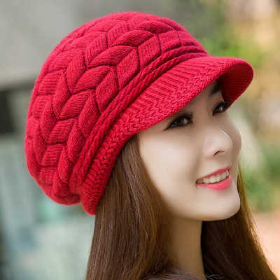 Middle-aged and Elderly Autumn and Winter Warm Knitted Wool Hat with Fleece Korean Fashion Versatile Beret for Women in Winter S260225NJQ6