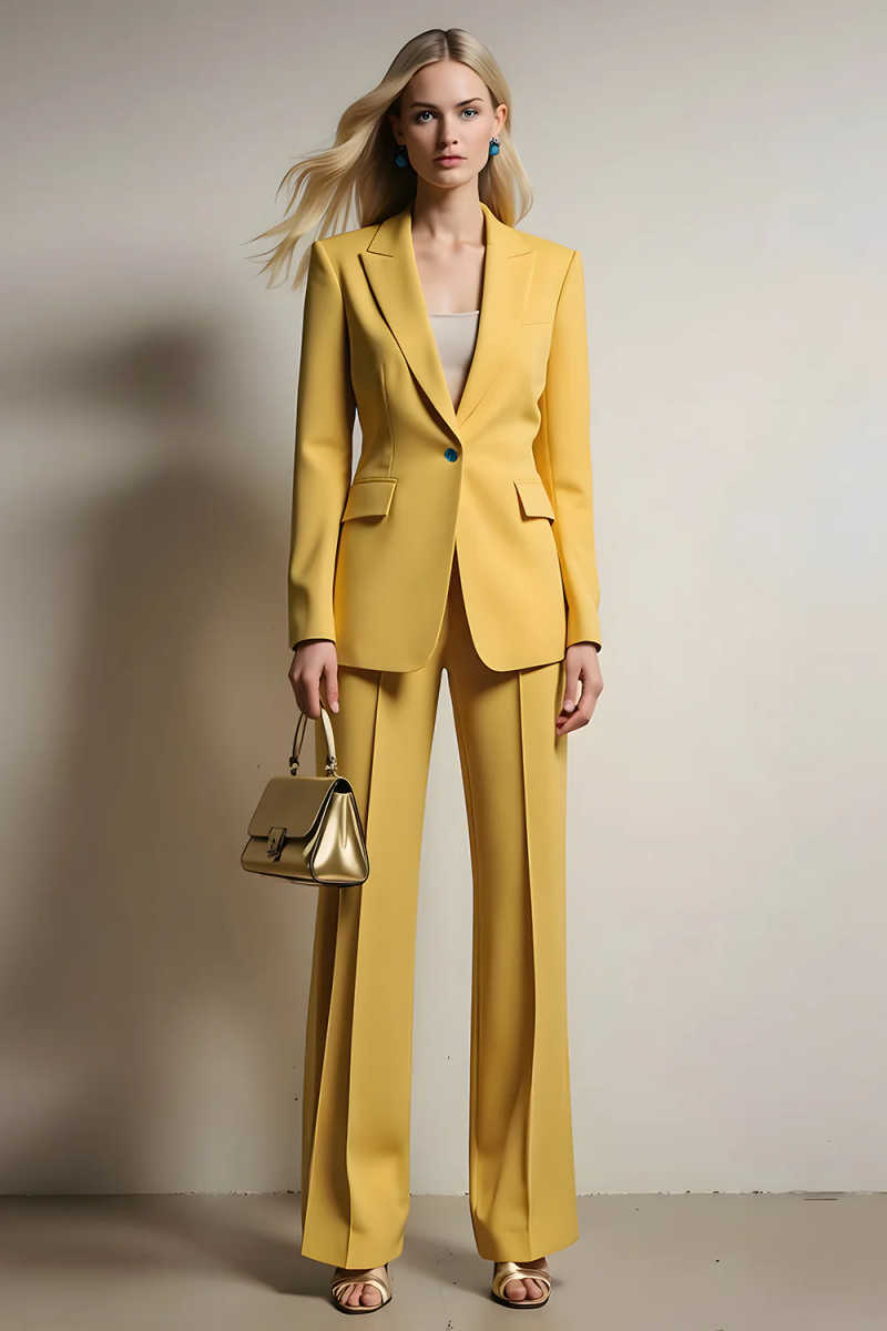 Modern Women's Suit 2 Piece Jacket Pant Peak Lapel One Button Lady Business Occasion Commuter Office Meeting Customized