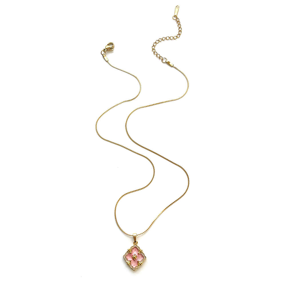Four-leaf Enamel Women's Four-leaf Necklace Light Luxury Collarbone Chain
