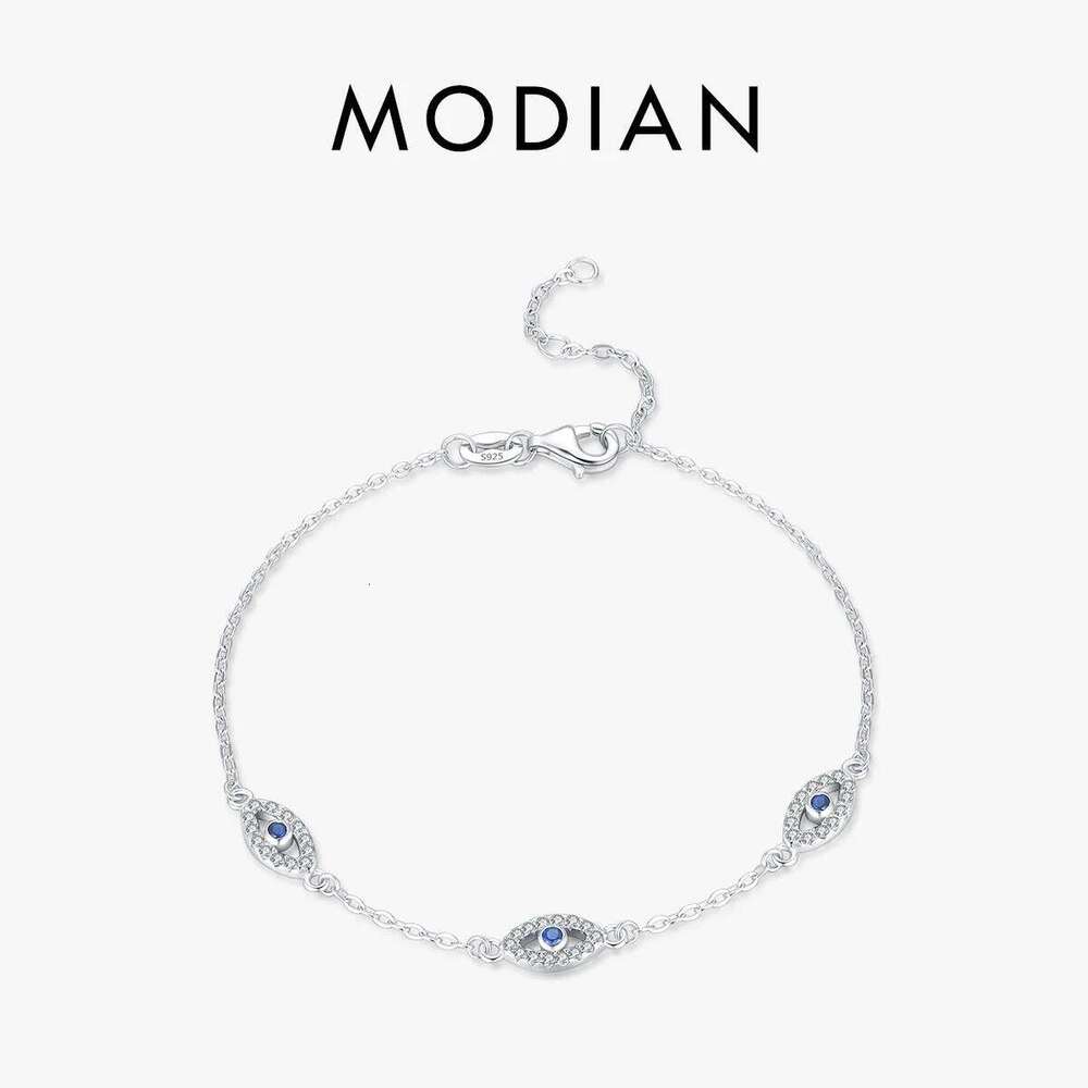 MODIAN 925 Sterling Silver Elegant Clear CZ Adjustable Bracelet For Women Korea Style Blue Eyes Chain Link Fine Jewelry Z260225