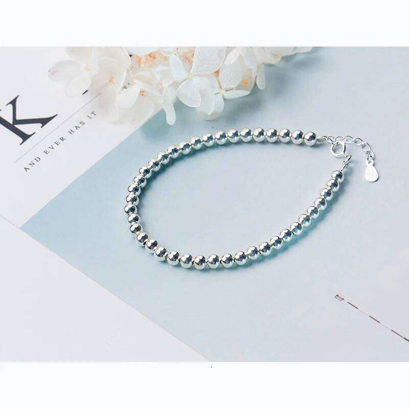 Modian Trendy 925 Sterling Silver Little Ball Strand for Women Free Size Link Chain Bracelet Fine Jewelry Girl Gift Z260225