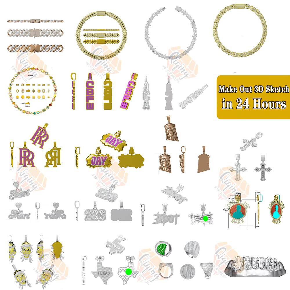 Custom VVS Moissanite Diamond Name Pendant Vertical Letter Fancy Cut Iced Out Pendant for Birthday Gift Hip Hop Jewelry