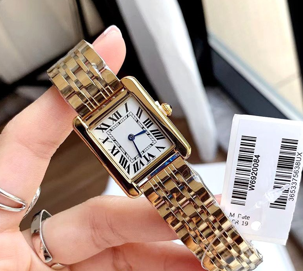 Designer Luxury fashion women TANKitty watches stainless steel square style watch lady quartz movement stainless steel strap casual womens wristwatches #666
