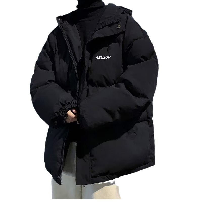 Men's Hong Kong Style Short Parkas, Autumn Winter Windproof Warm Thickened Hooded Puffer Coats, Trendy Casual Bread Jackets
