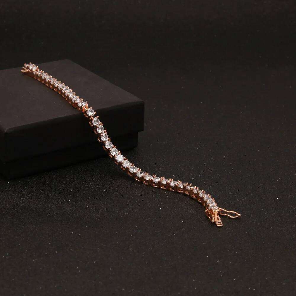 5mm Rose Gold Color CZ Tennis Bracelet Hip Hop Copper Iced Out Cubic Zirconia Jewelry For Men Women Z260225