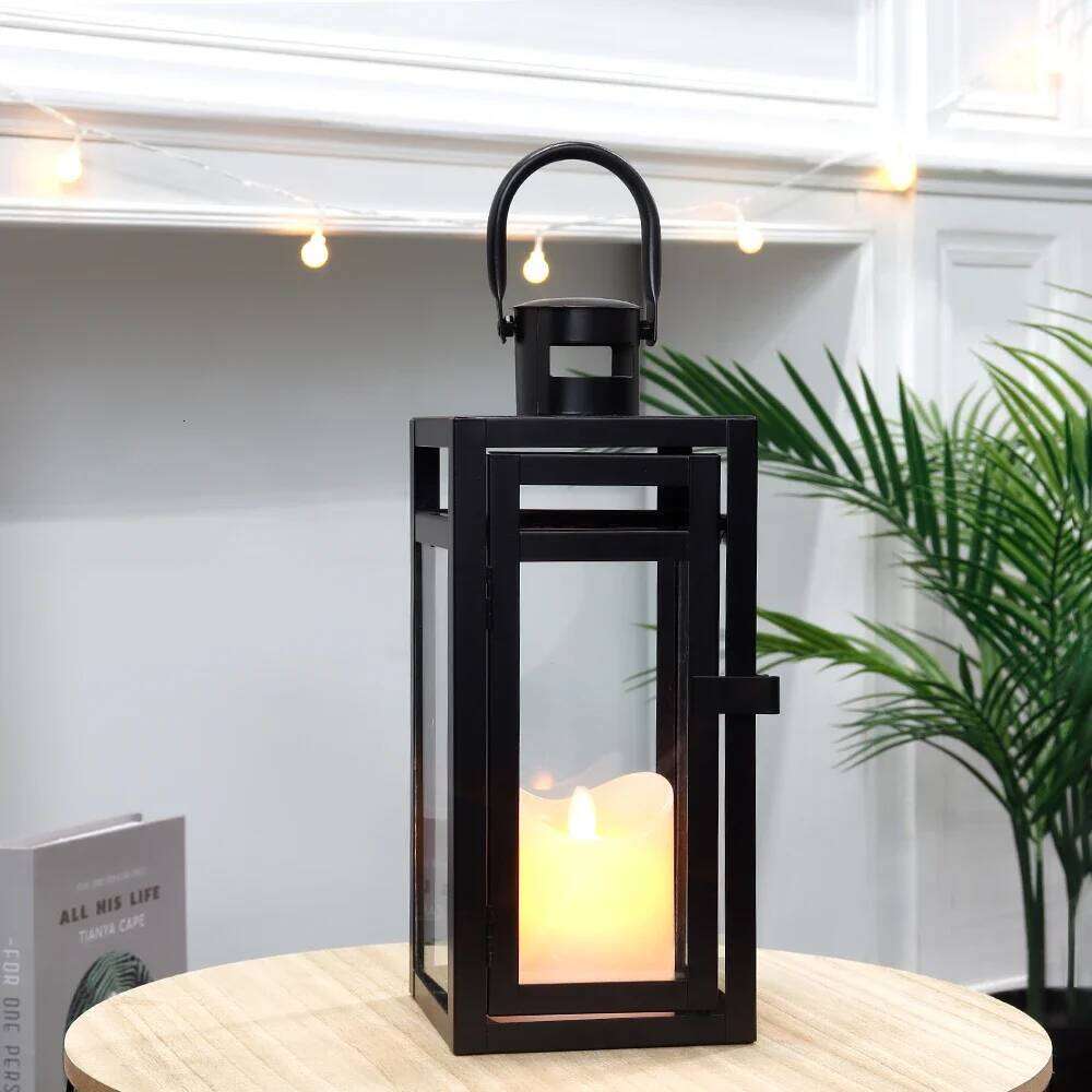 Black Metal Candle Holder Lanterns Hanging Candlestick Light Lantern for Indoor Outdoor Wedding Party Home Decor W260226