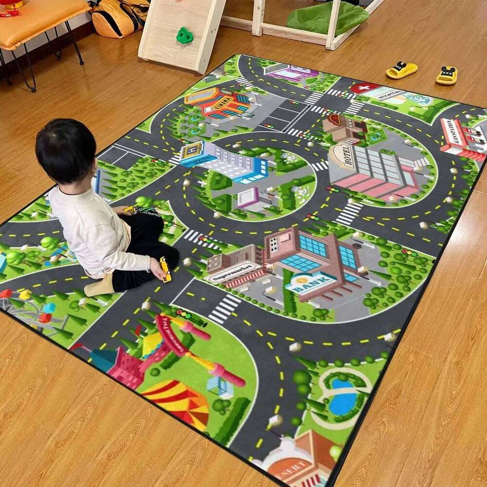 VIKAMA Children's Cartoon Puzzle Carpet Traffic Highway Map Fun Floor Bedroom Bedside Baby Crawling Mat Home Decoration W260226